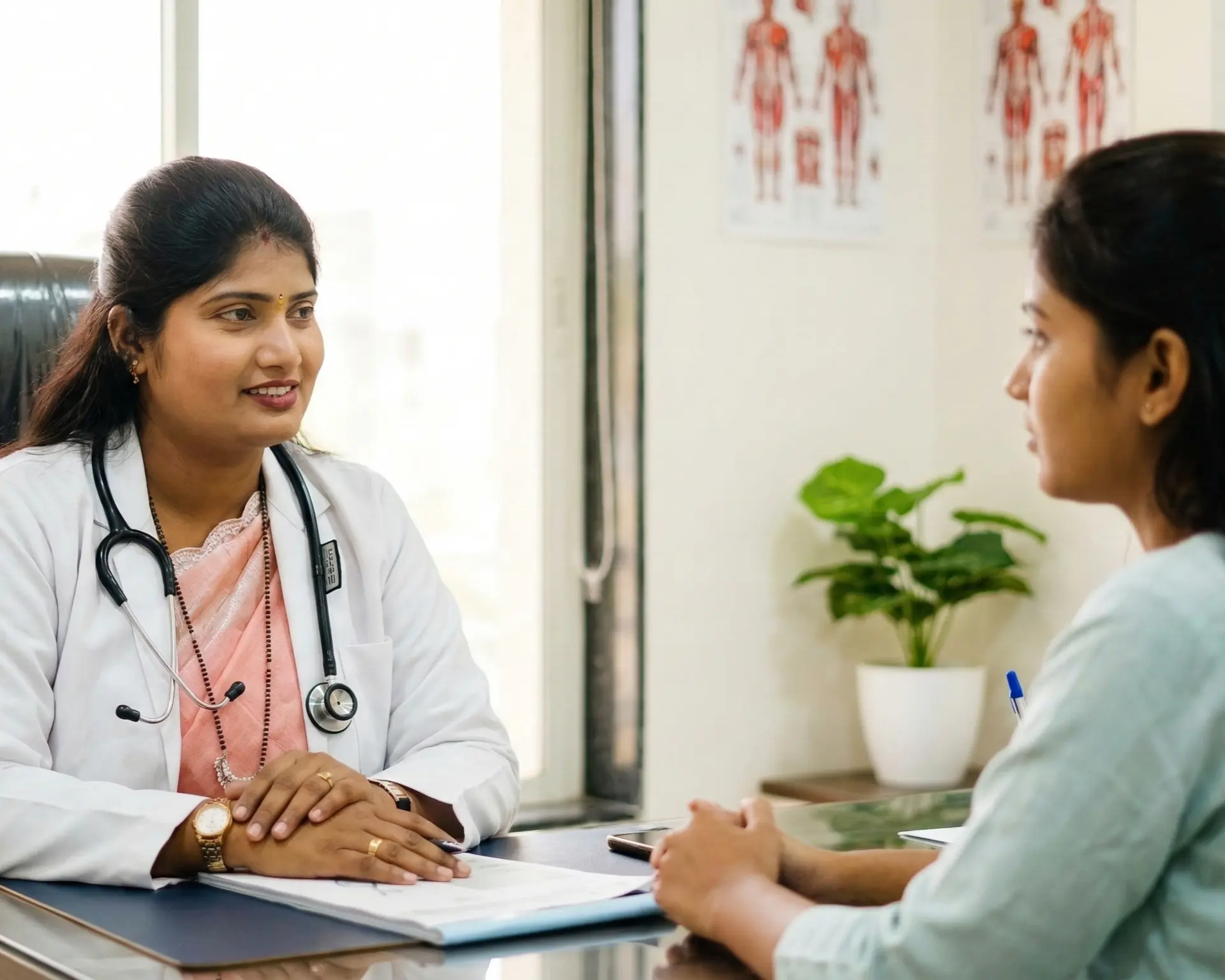 Female gynaecologist consulting with patient at GynoHub clinic Pune